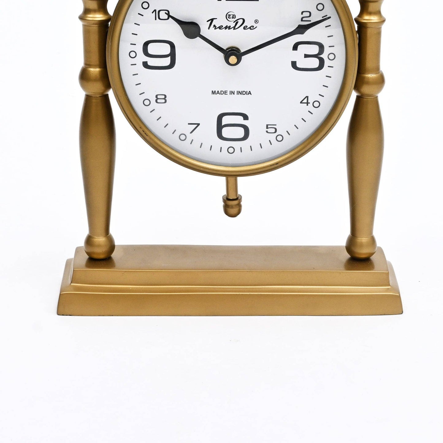 Antique Pillar Frame Desk Clock - Vintage Brown Table Clock