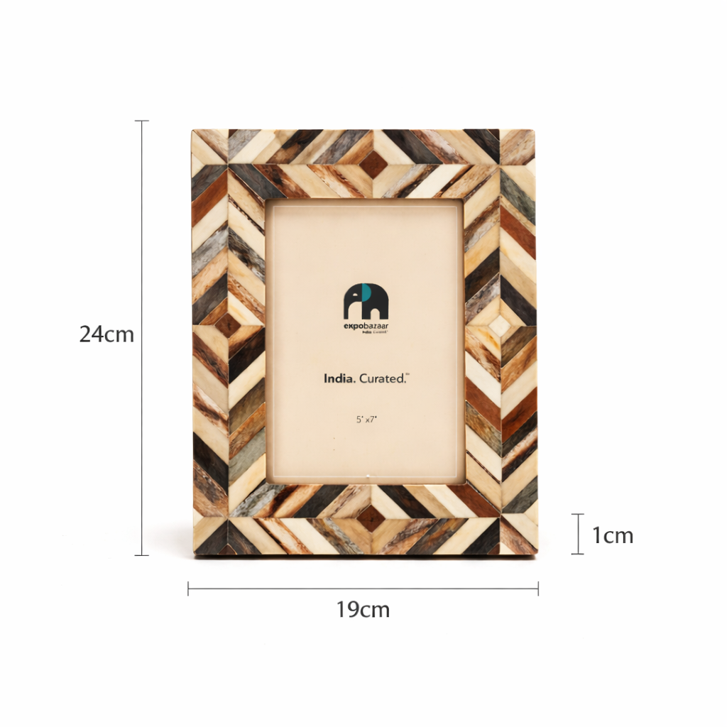 Brick Inlay Photo Frame – MDF, Bone & Wood (5x7")