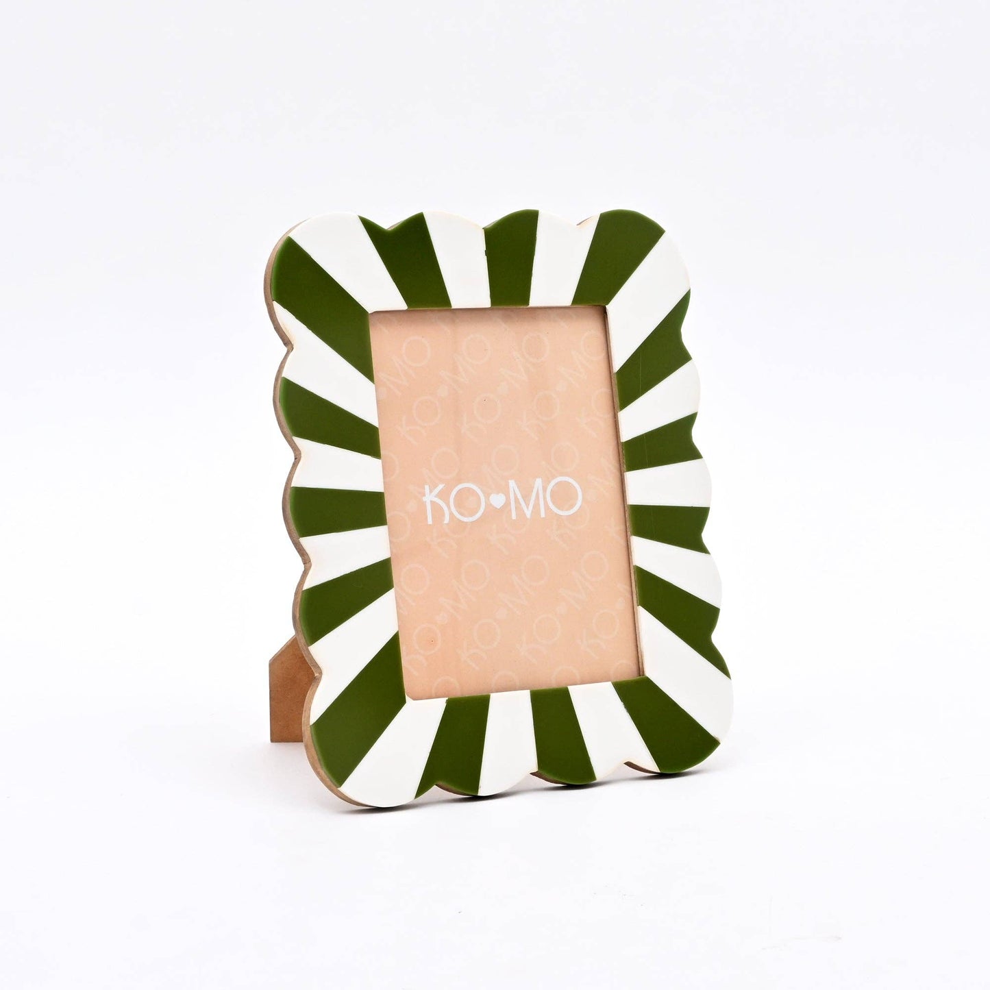 Green & White Scallop Photo Frame 5x7 Inch Resin MDF Décor