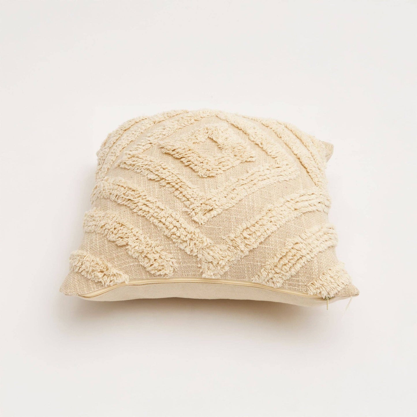 DiamondNest Tufted Cotton Cushion – Natural 40 × 40 cm