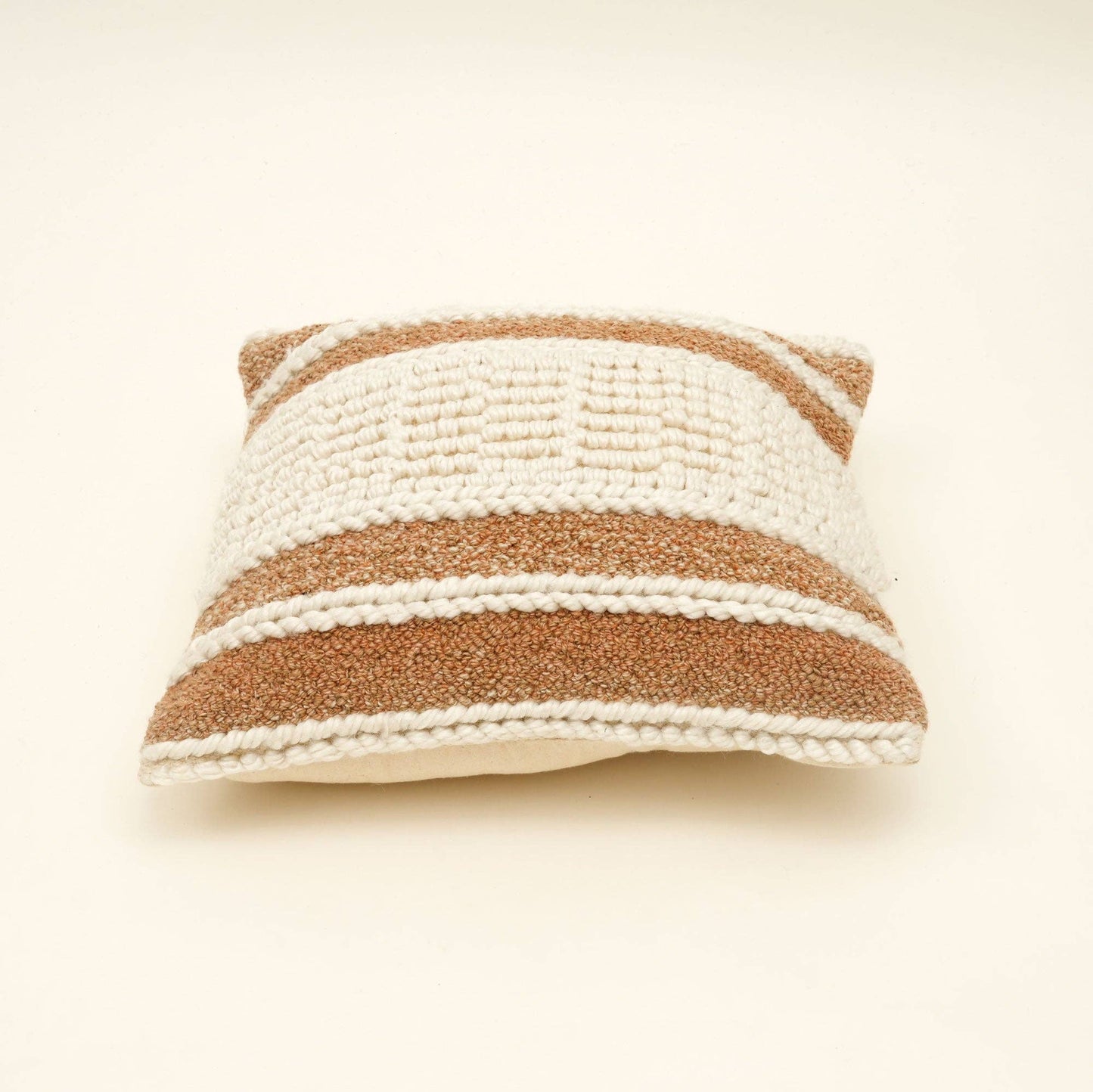 Beige & Ivory Handwoven Cushion – Soft Decorative Pillow