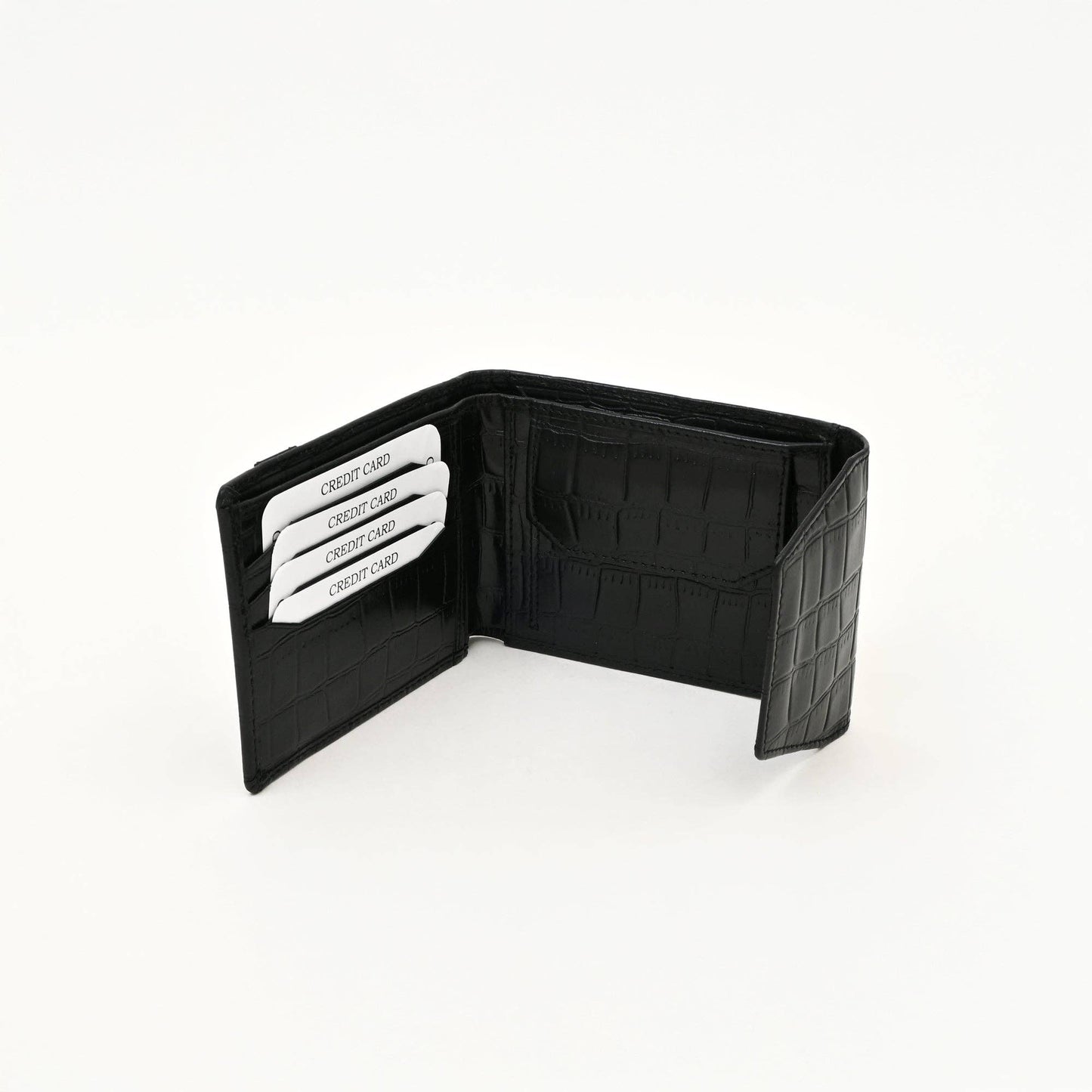 Luxury Black Croc Slim Wallet – Coin & Card Slots for Men
