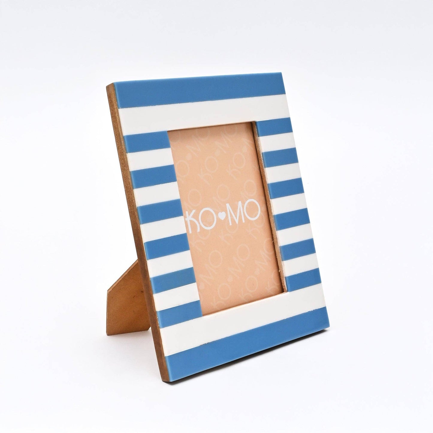 Blue Striped Resin Photo Frame 4x6 Inch Modern Tabletop