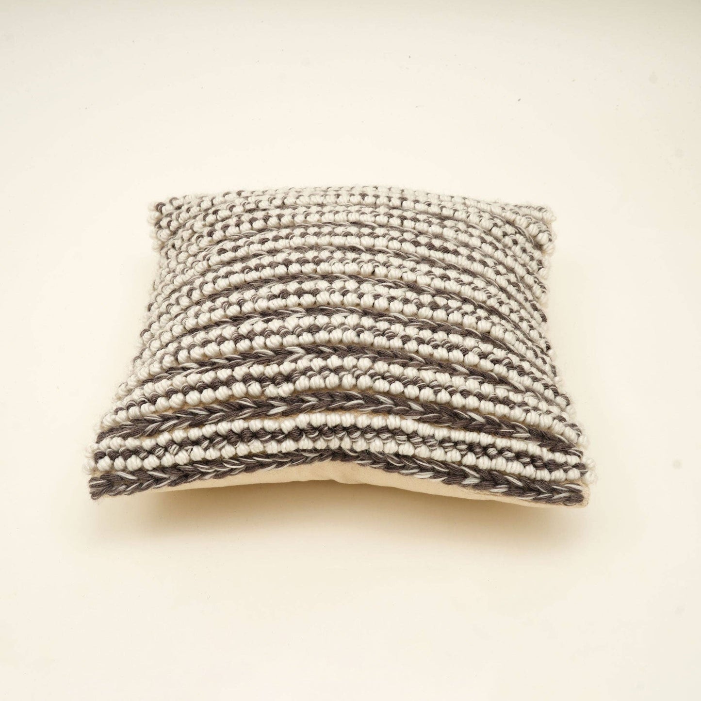Ivory & Grey Handwoven Textured Cushion - 45x45 cm