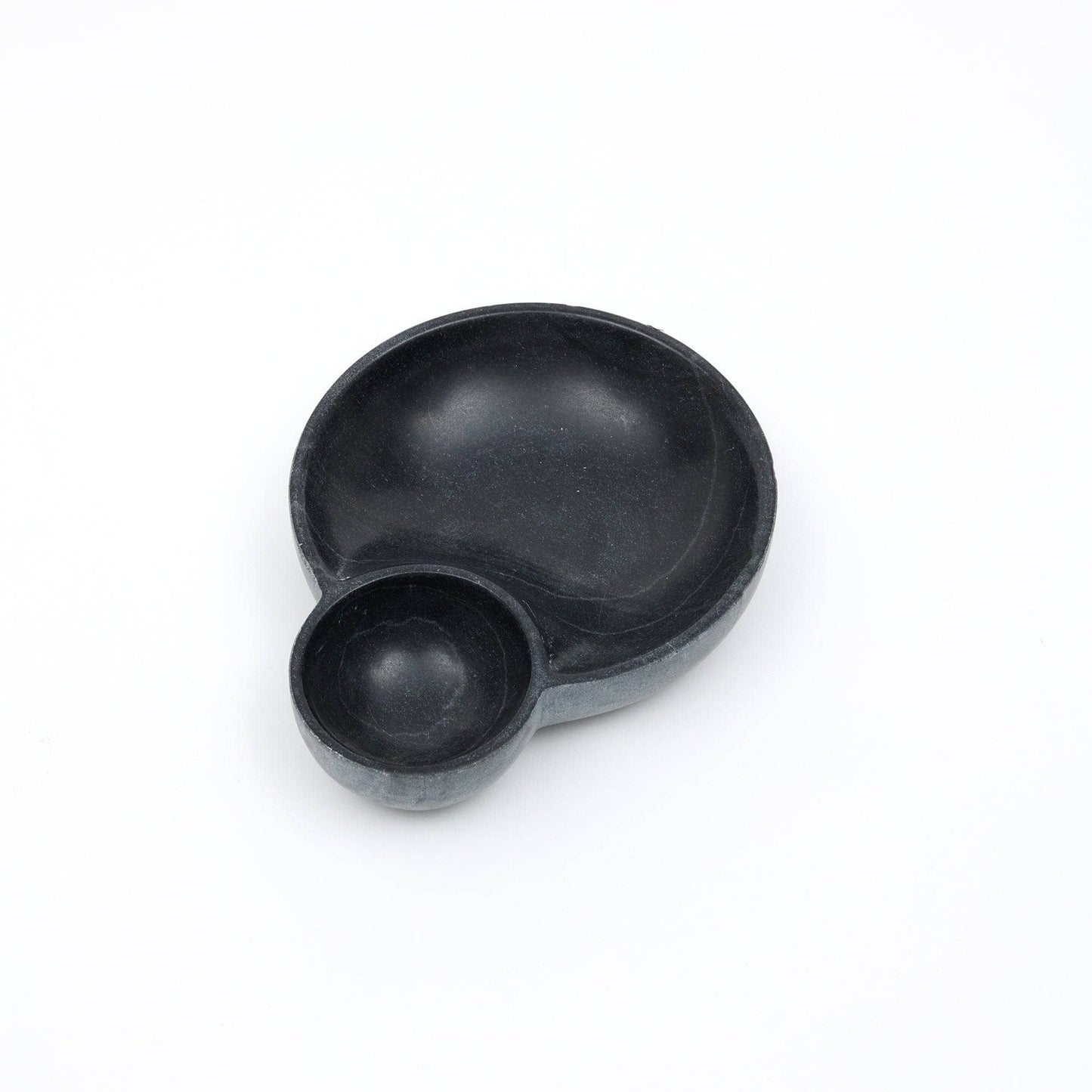 Black Natural Stone Two Compartment Serving Dish