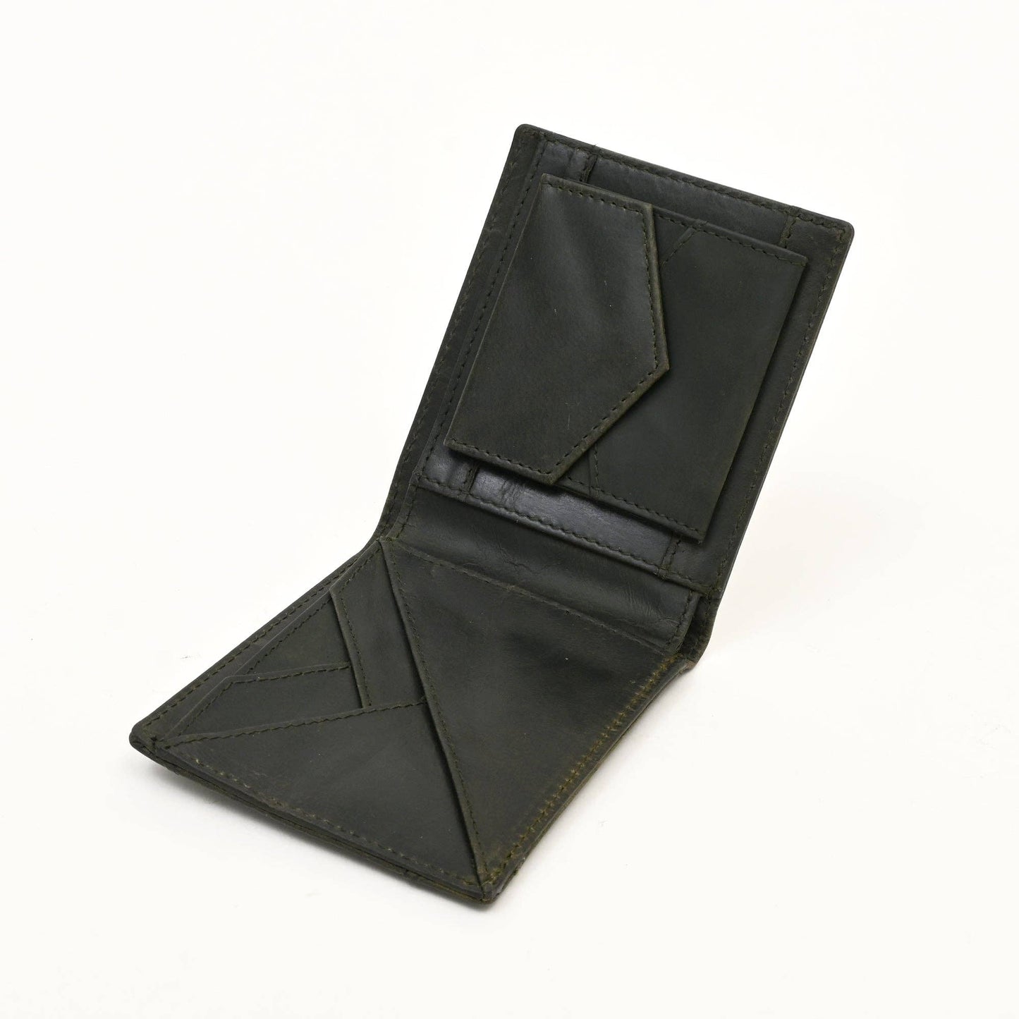 Leather Wallet Green Full-Grain Slim Wallet for Men