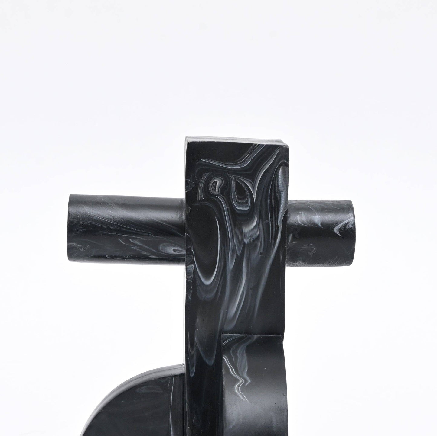 Modern Abstract Balance Sculpture in Black Matte Polyresin