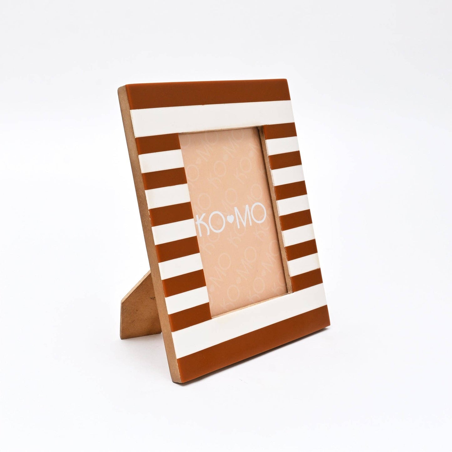 Brown Striped Resin Photo Frame 4x6 Inch Modern MDF Décor