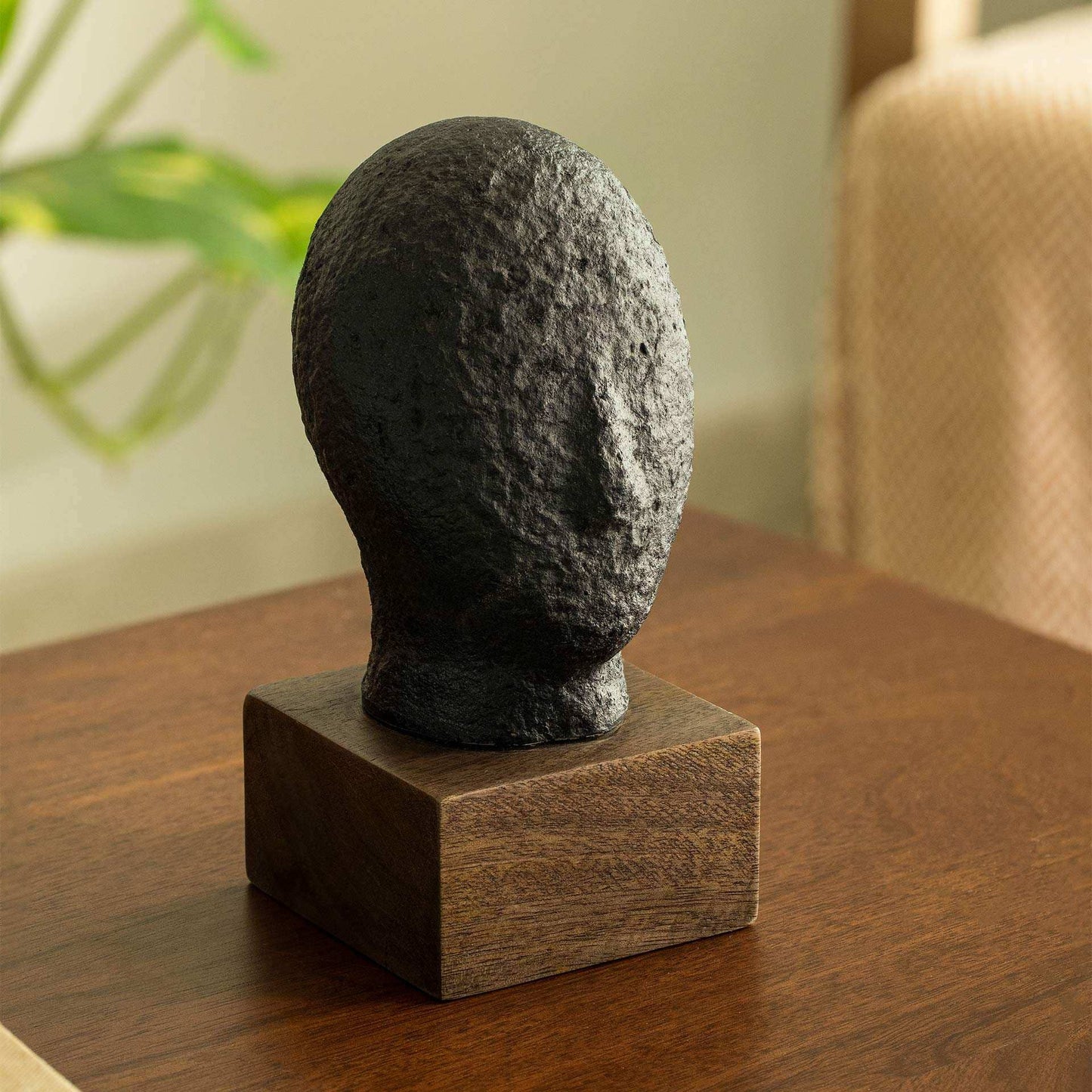 Calm Face Ecomix Sculpture Black Handcrafted
