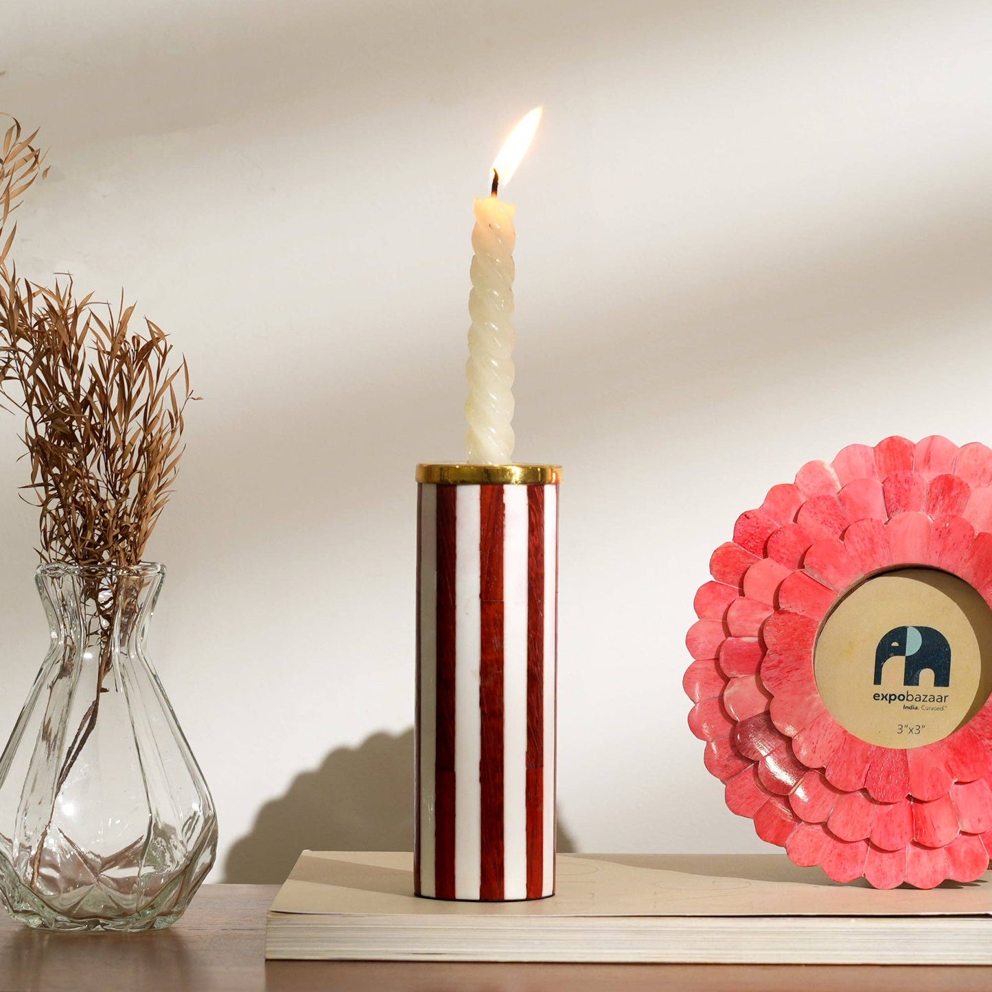 Striped Pattern Candle Holder