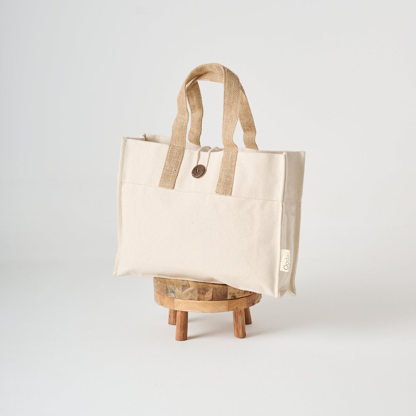 Tote Bag | Canvas Jute Button Closure