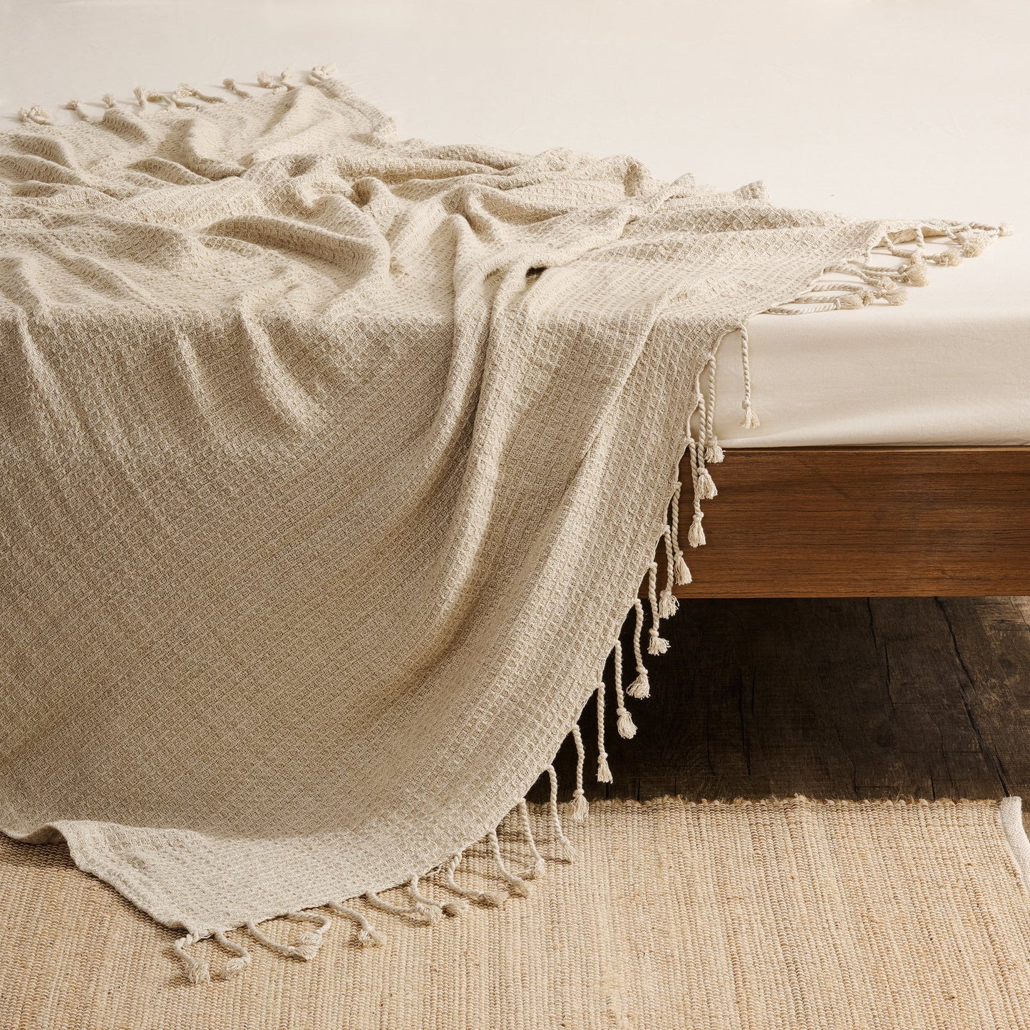 Throw Blanket | Linen Viscose Twisted Fringes