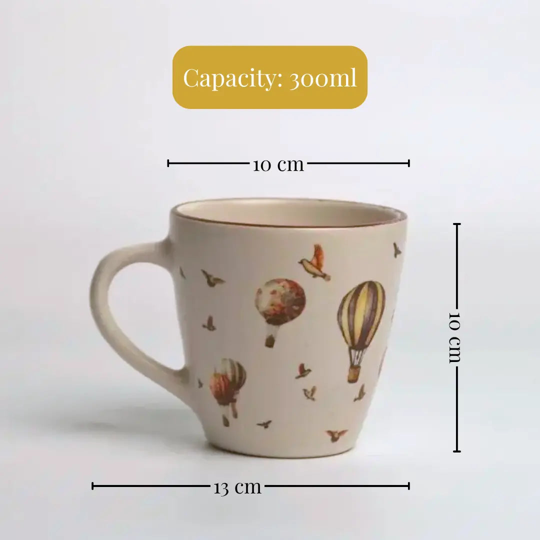 Hot Air Balloon Ceramic Coffee Mug | Handcrafted Stoneware Tea & Coffee Cup