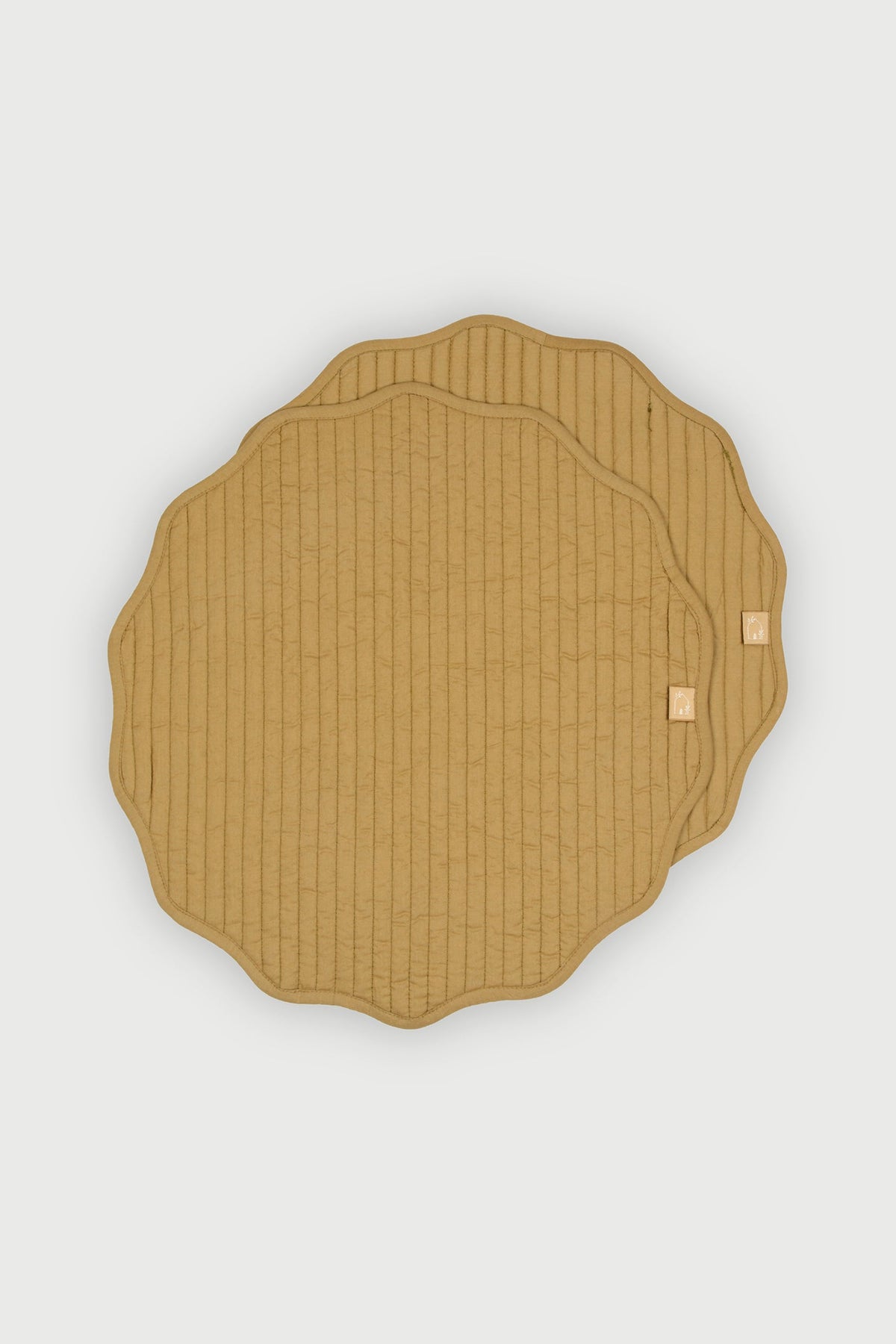 Table Mat | Viola Scallop Forest Green Quilted Round Table Mats-Set of 2