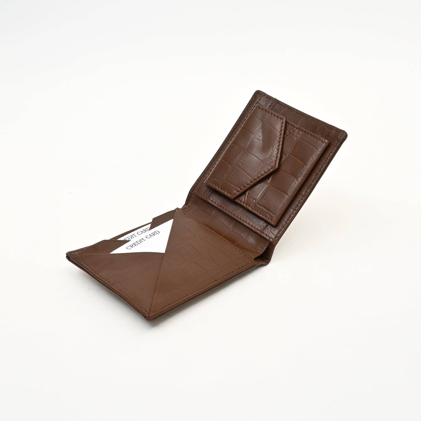 Brown Croc Leather Wallet with Coin Pocket for Men