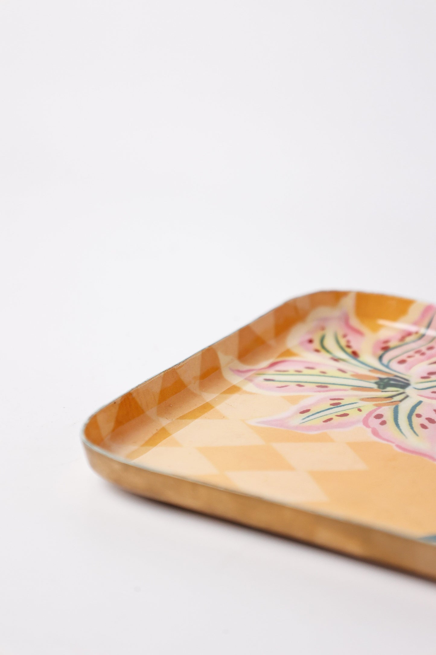 Serving Plate | Iron Square Floral | Yellow