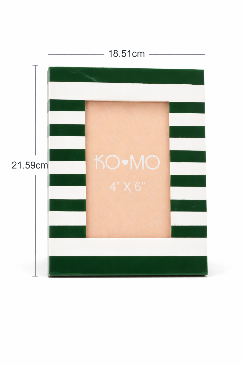 Green Striped Resin Photo Frame 4x6 Inch Modern Tabletop