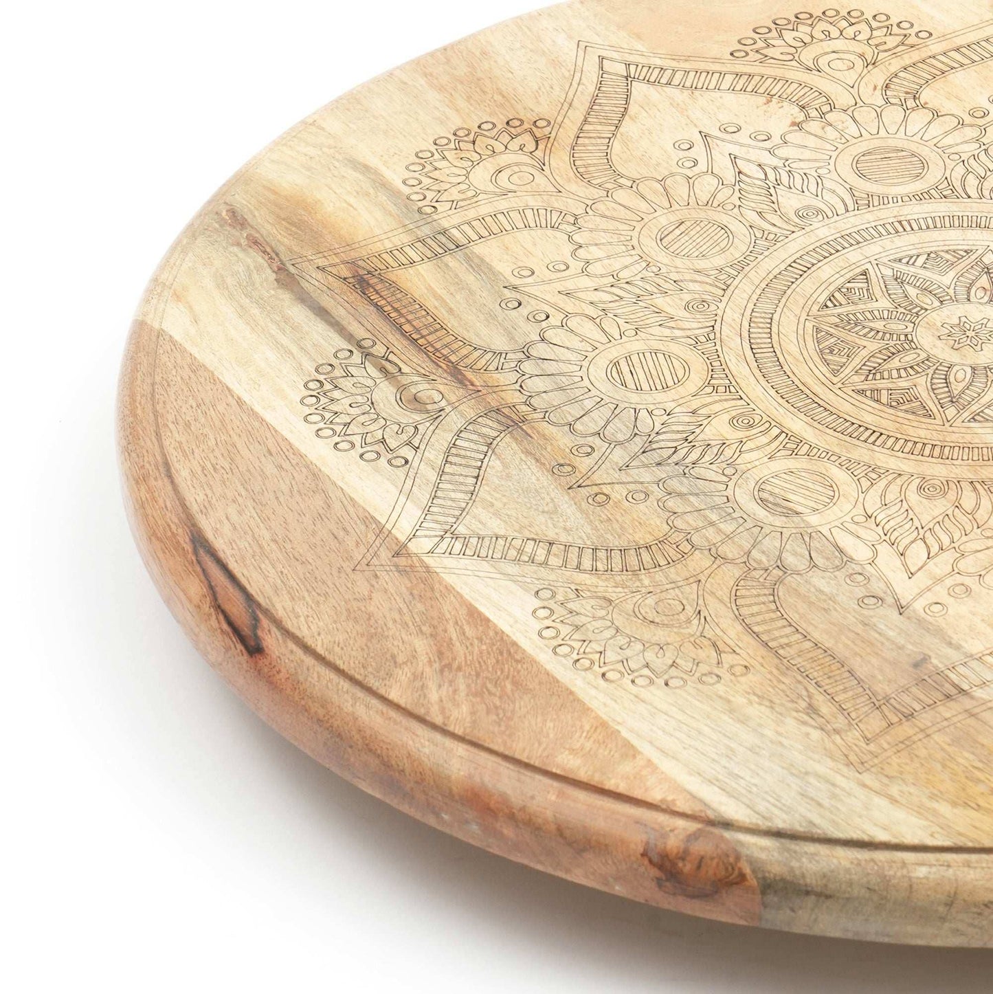 Golden Mandala Wooden Rotating Lazy Susan Serving Tray