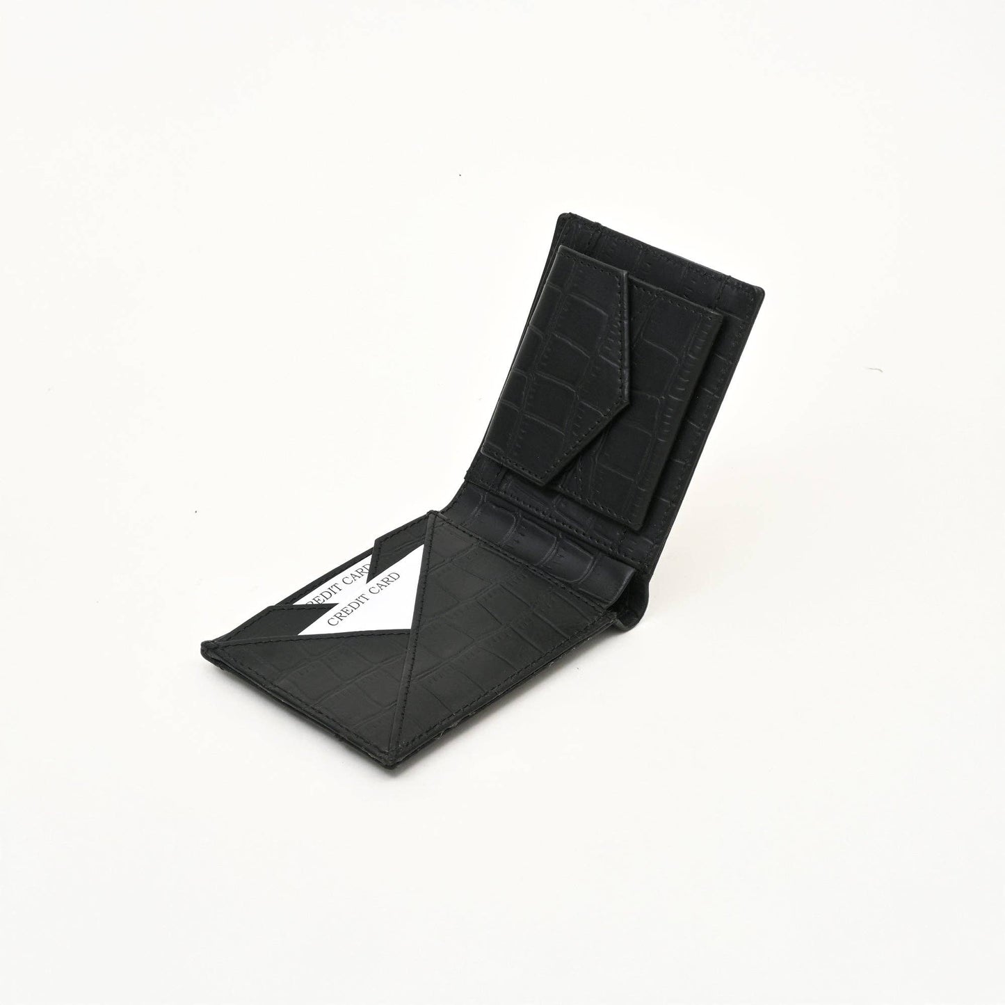 Premium Black Croc Look Napa Leather Wallet – Slim Design