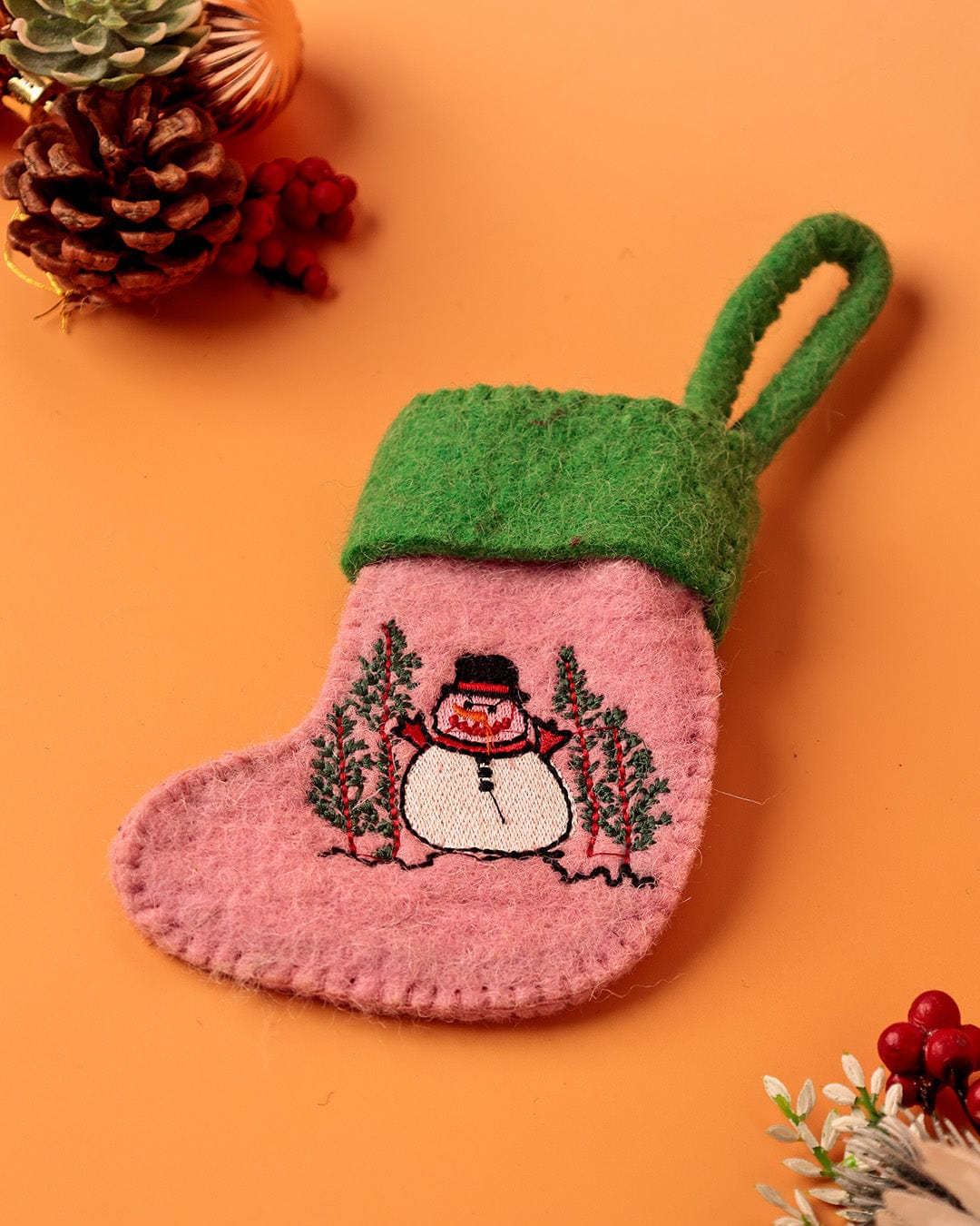 Christmas Ornament | Felt Snowman Stocking | 10x3x19cm