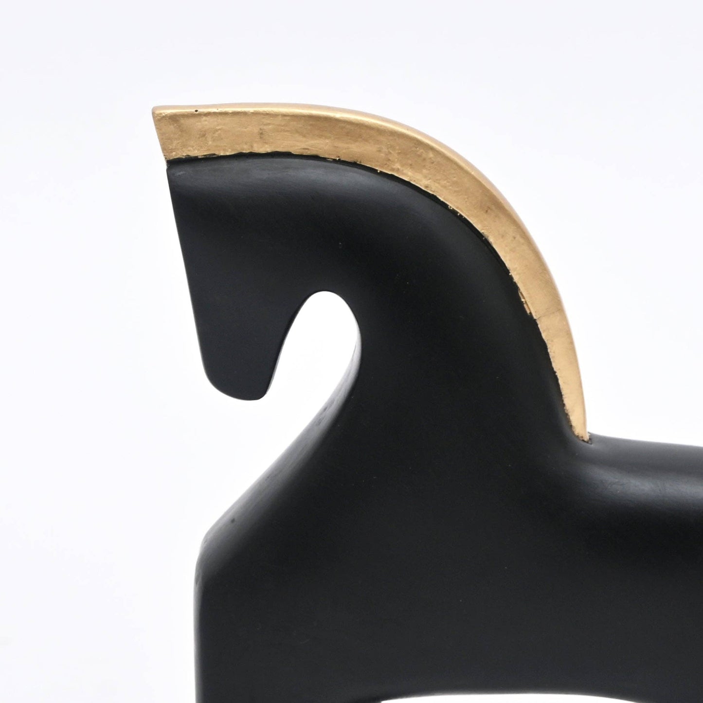 Abstract Horse Table Sculpture in Black Matte Polyresin