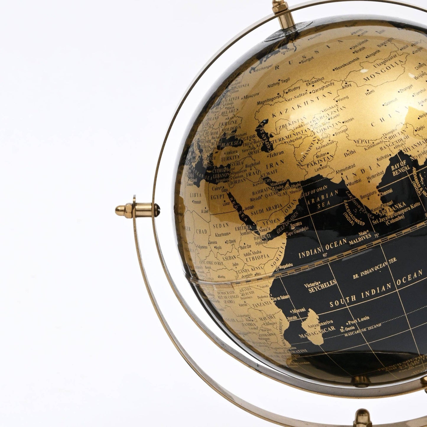 Decorative World Globe with Gold Metal Stand | 9.5x8x12 In
