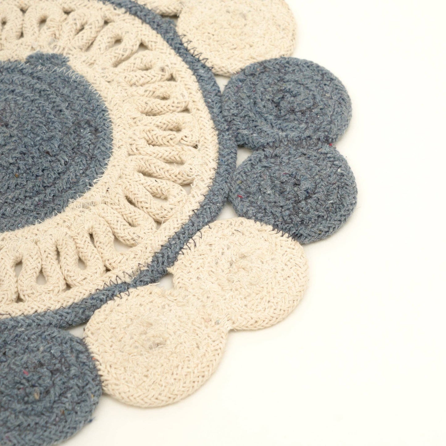 Blue Cotton Braided Placemat – Handcrafted Dining Mat