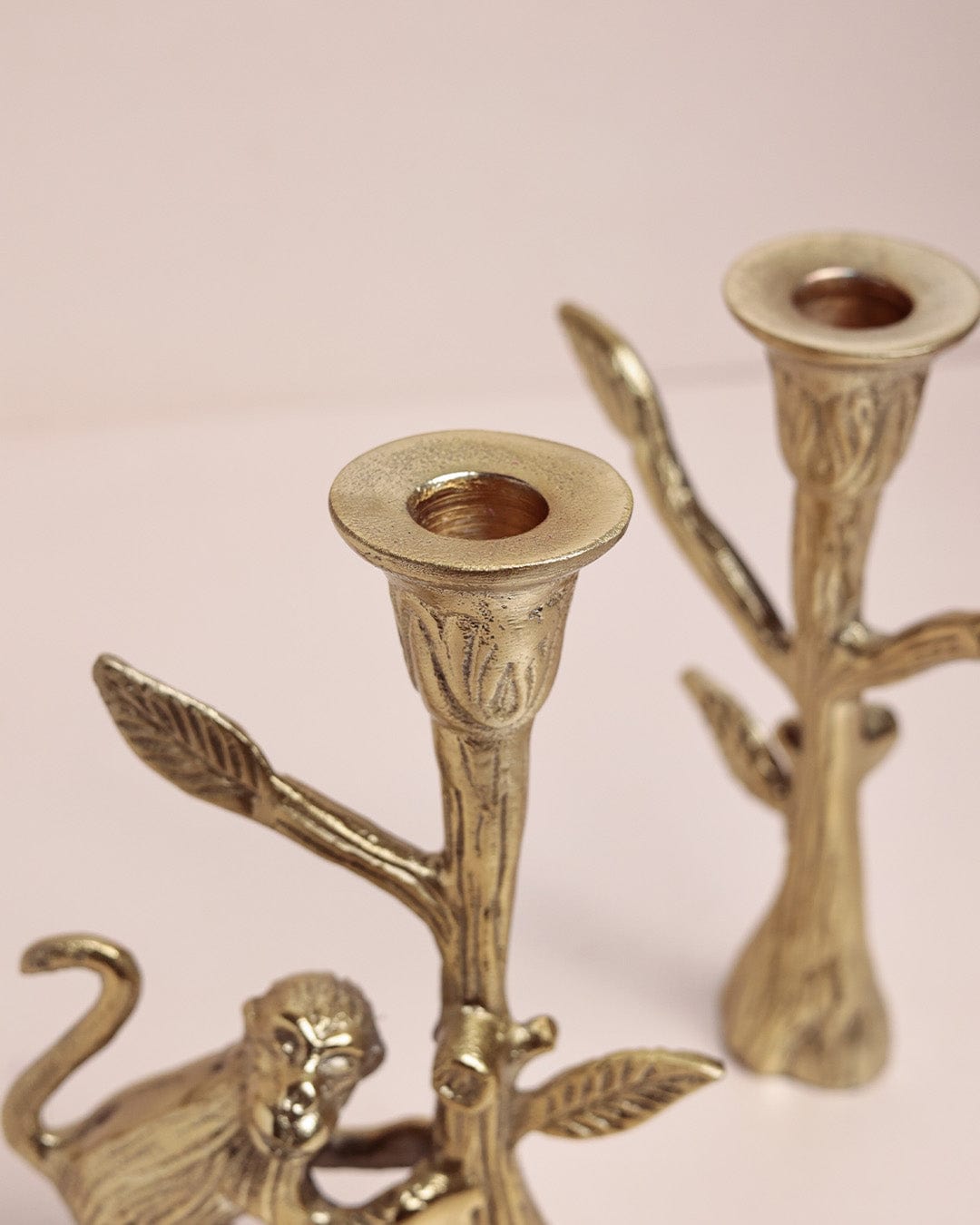 Candle Holder | Brass Monkey | Set of 2, H 7.5 x D 2.6 in