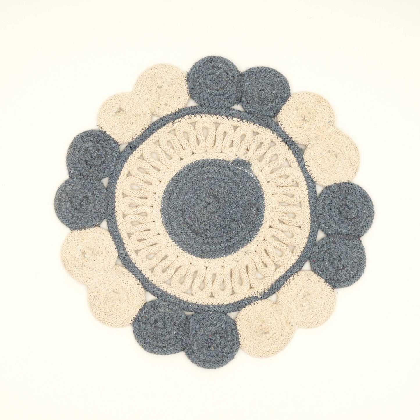 Blue Cotton Braided Placemat – Handcrafted Dining Mat