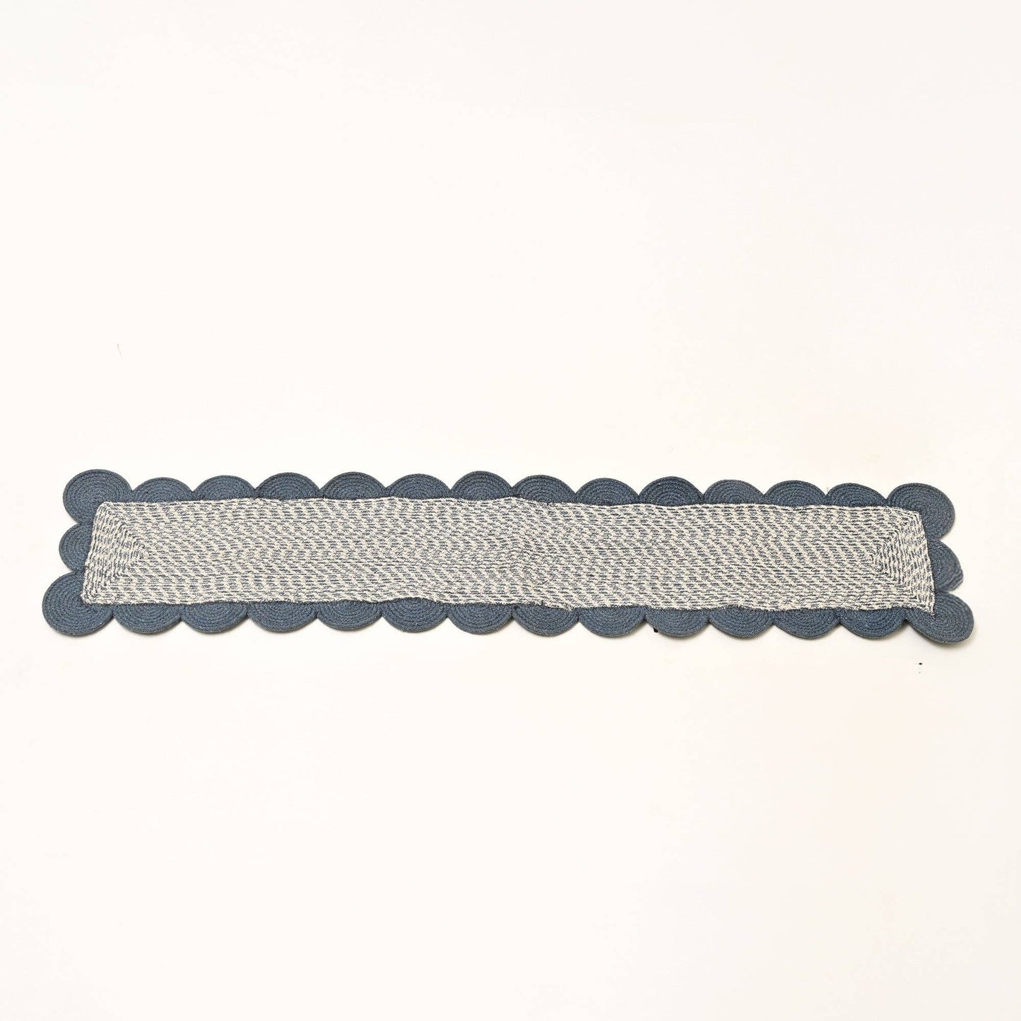 Blue Cotton Braided Table Runner – Handcrafted Dining Decor