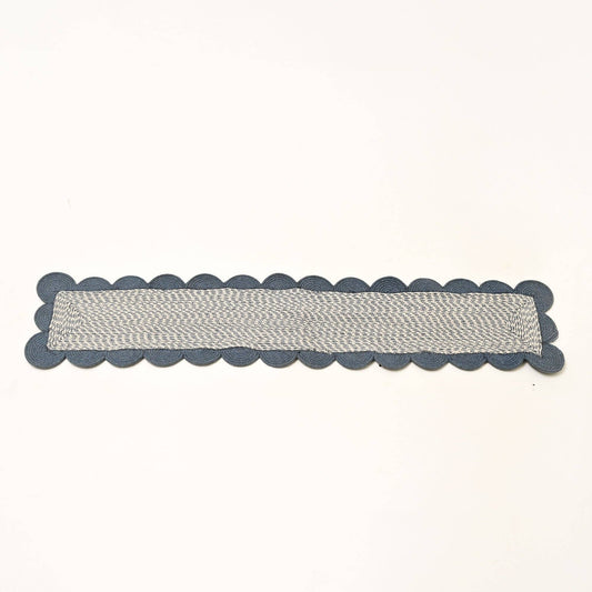 Blue Cotton Braided Table Runner – Handcrafted Dining Decor