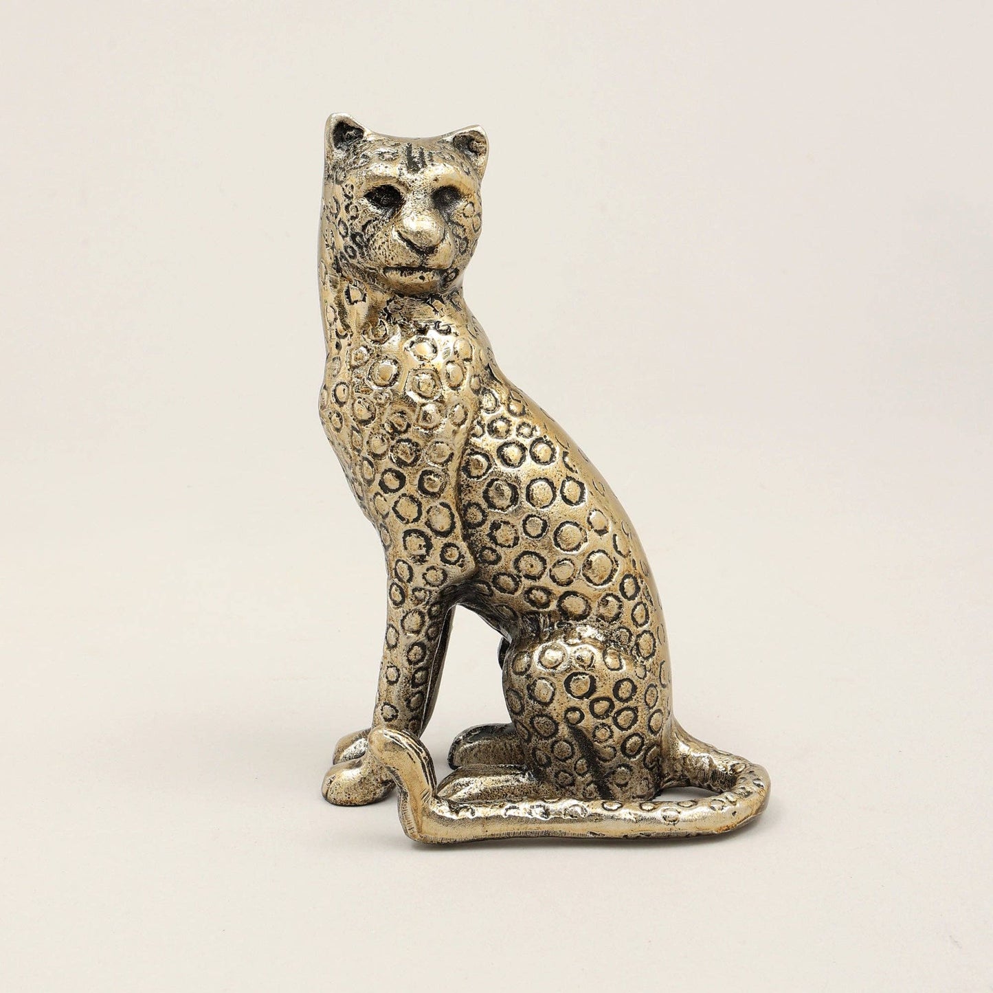 Handcrafted Gold Cheetah Sculpture – Aluminum Art