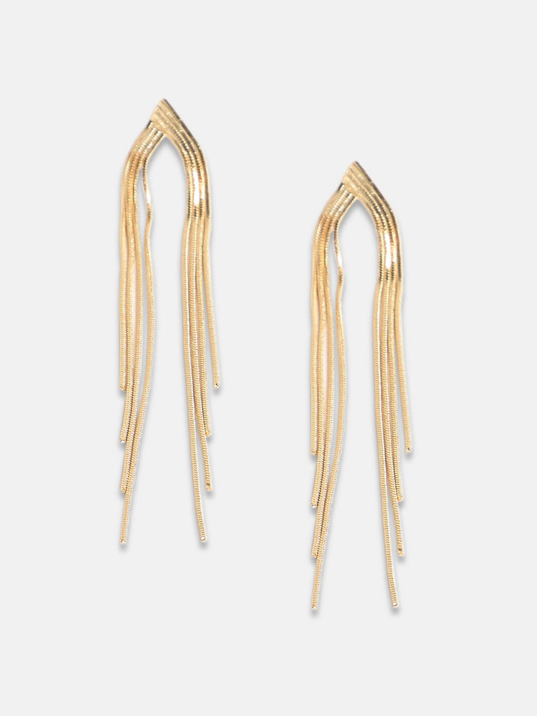 Gold-Plated Dangling Drop Earrings – Retail Jewelry – Contemporary Style – Secure Post-Back