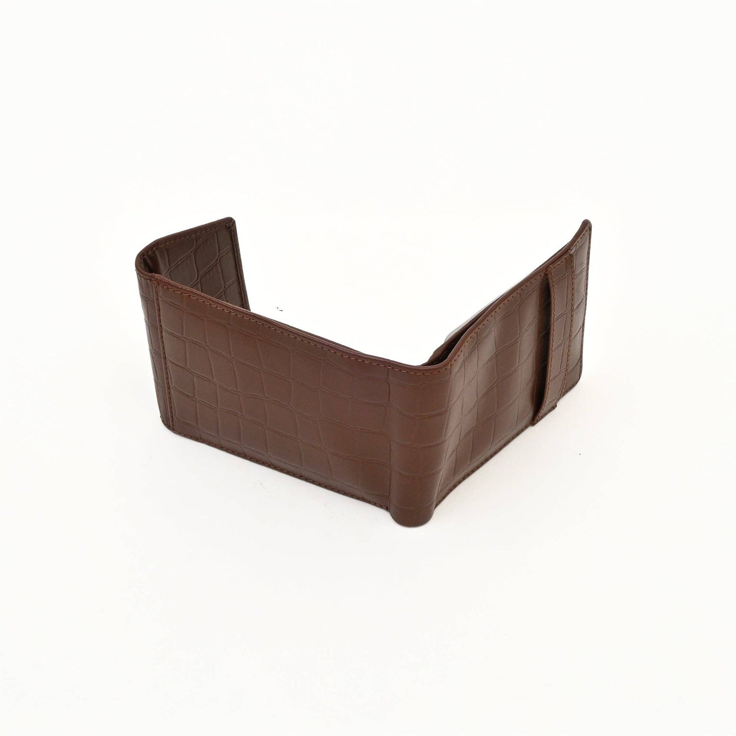 Men’s Brown Croc Slim Bifold Wallet – Coin & Card Slots