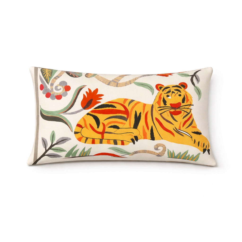Lumbar cotton Cushion- Tiger Design- 35x60 cm