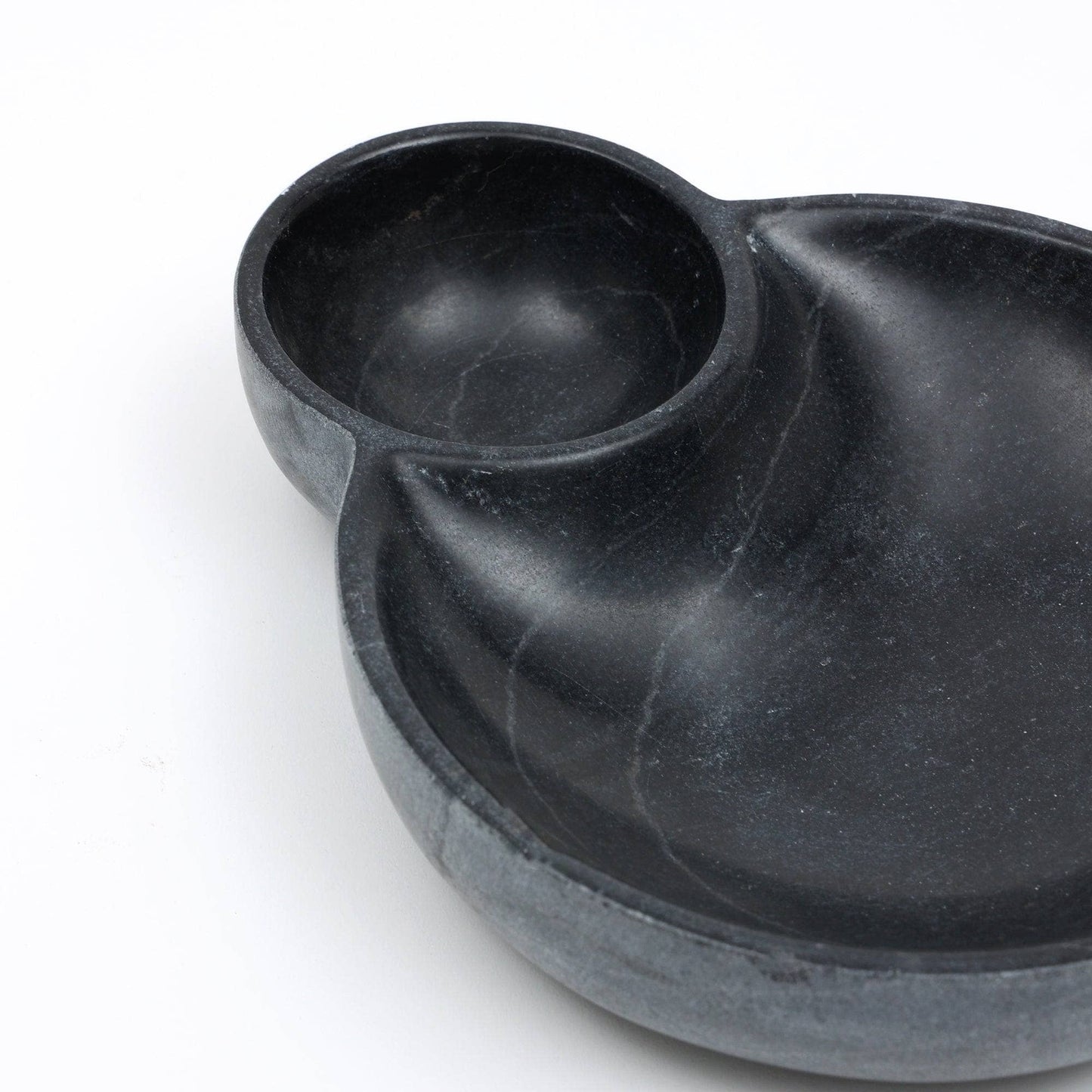 Black Natural Stone Two Compartment Serving Dish