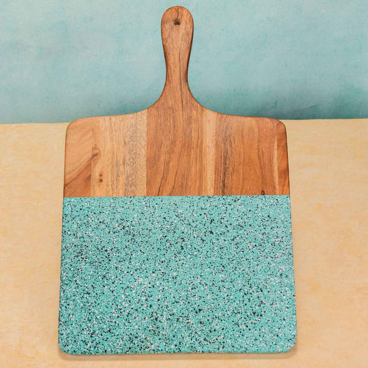 AquaDeck Serving Board – Acacia Wood Platter – Aqua-Spot Texture – 46x28 cm