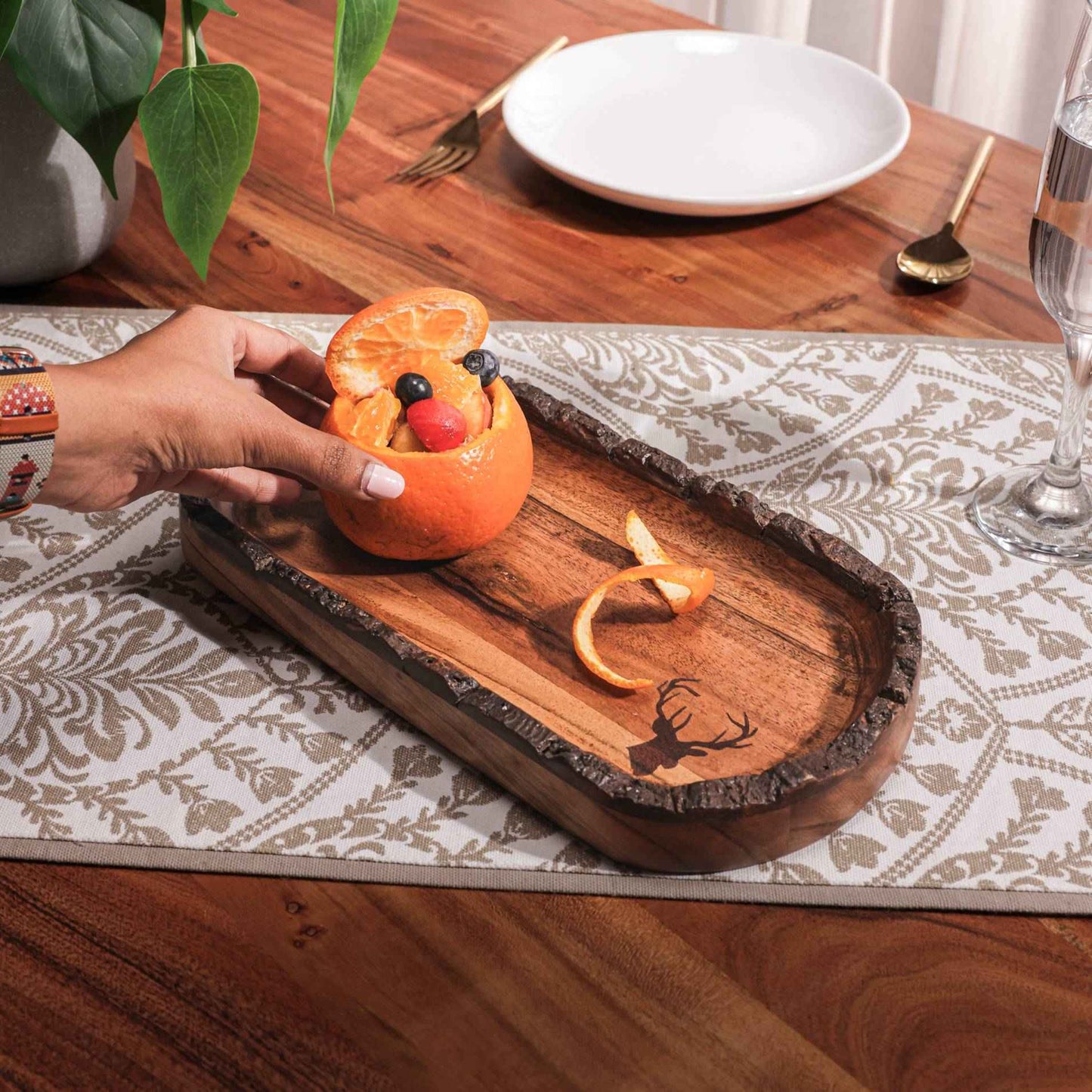 Oh Deer Serving Platter – Charcuterie Board – Handcrafted Acacia Wood – 30x15cm