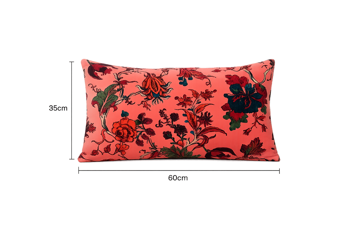 Velvet Eden Floral Cotton Lumbar Cushion 35 x 60 cm
