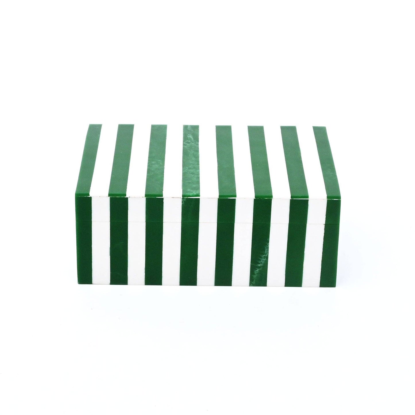 Green Striped Resin Storage Box Modern MDF Decor Organizer