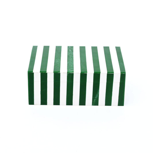 Green Striped Resin Storage Box Modern MDF Decor Organizer