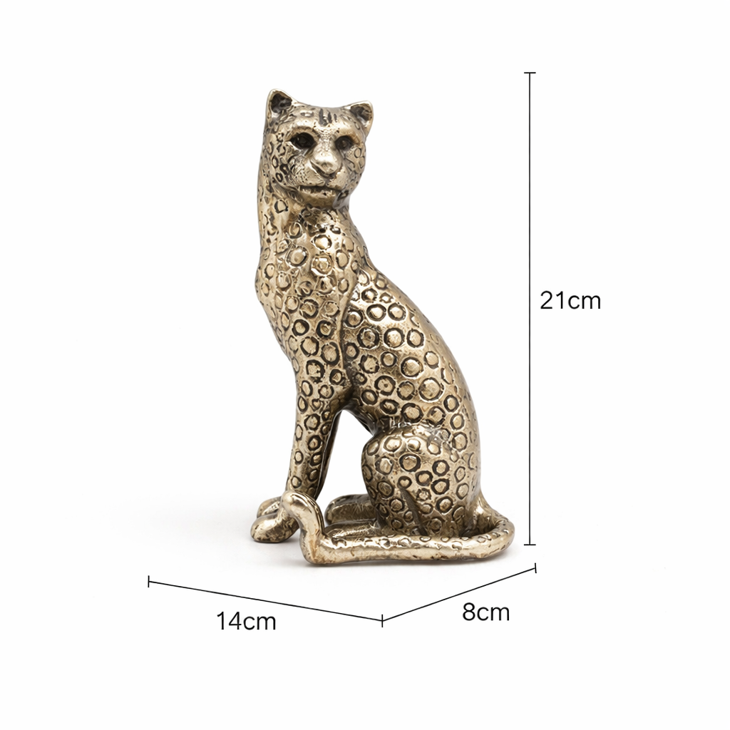 Handcrafted Gold Cheetah Sculpture – Aluminum Art