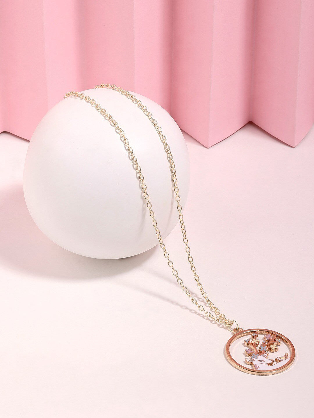Gold Plated Enamelled Chain – Necklace – Alloy, Enamelled Finish – 23 cm Length
