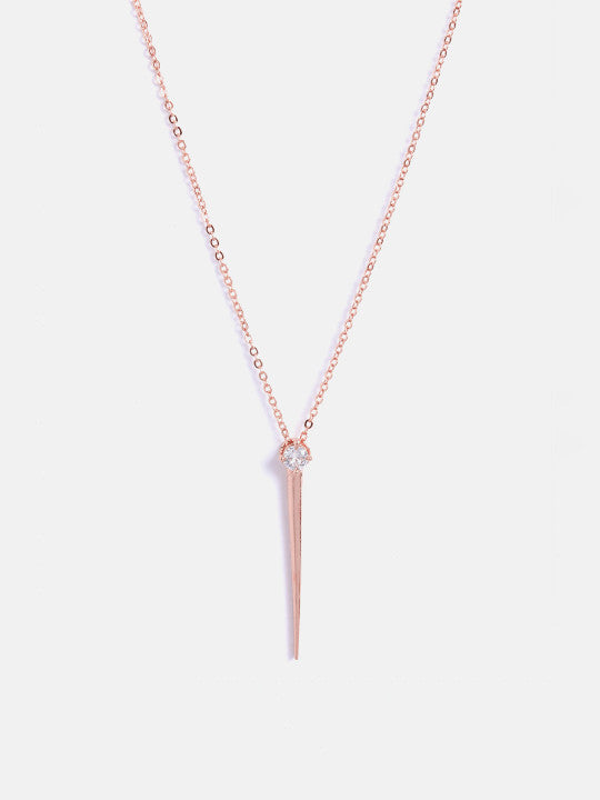 Handcrafted Jewellery Piece – Pendant Necklace – Rose Gold-Plated Brass, Crystal Accents – Individual Unit