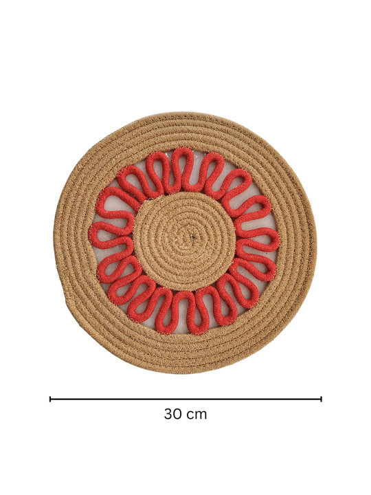 Textured Dining Table Mats – Table Linens – Cotton – Round – 2-Piece Pack