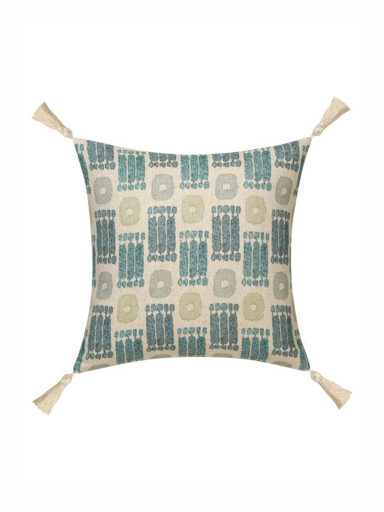 Set of 2 - Geometric Tasselled Pillow Covers – Poly Linen Blend