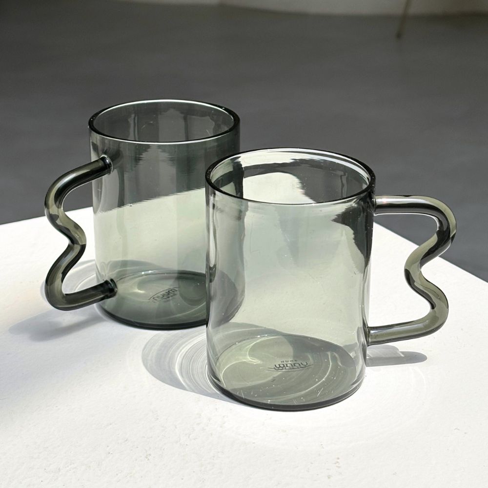 Borosilicate Glass Coffee Mug With Swirl Handle - 2 Colors