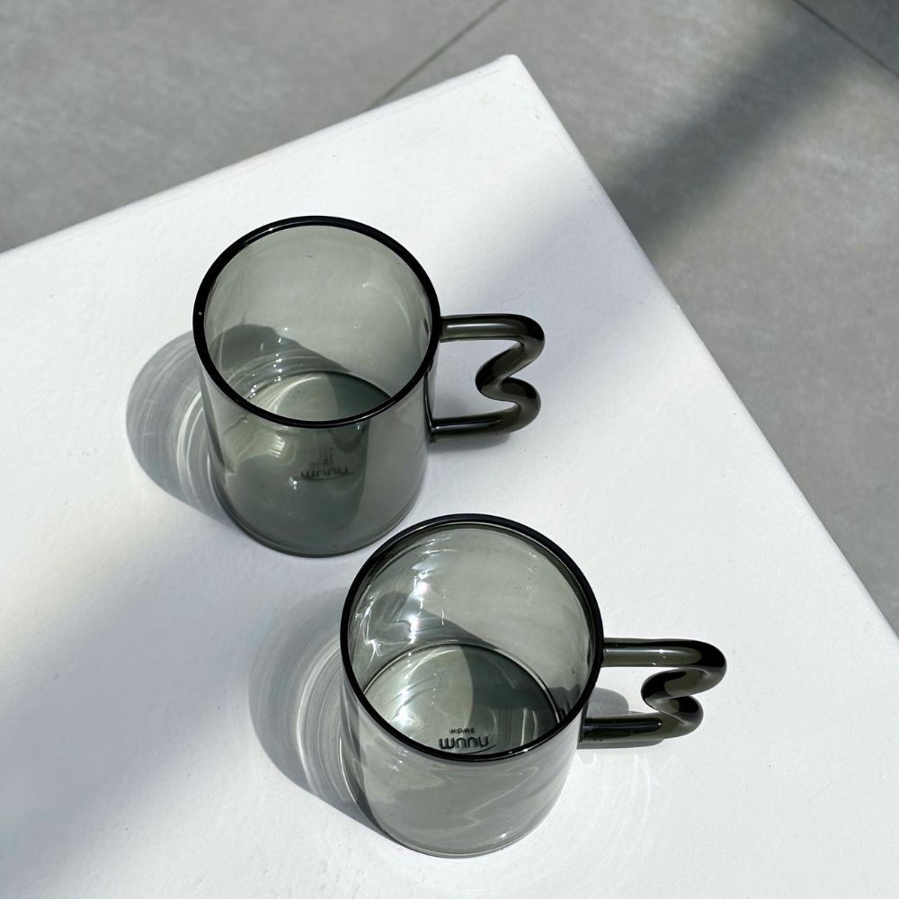 Borosilicate Glass Coffee Mug With Swirl Handle - 2 Colors