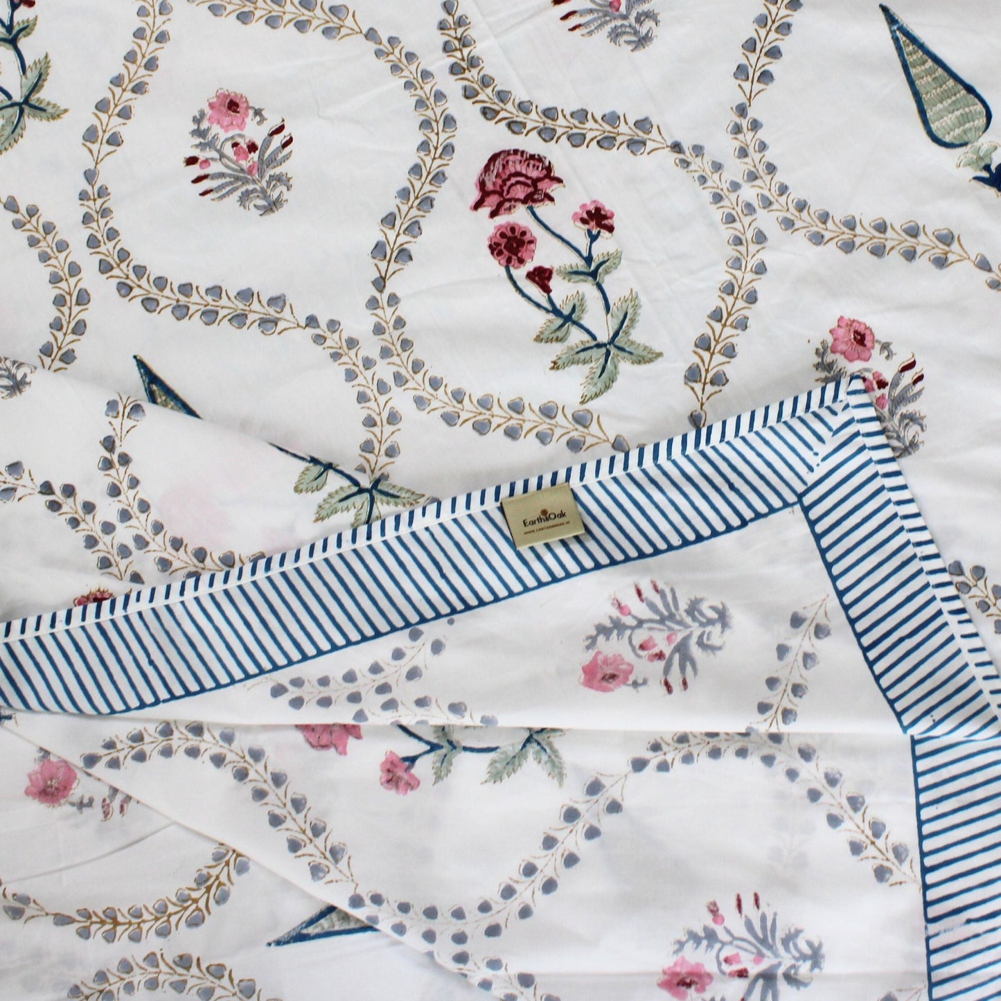 Bedsheet | Cotton Handblock Garden Blooms | Set of 3