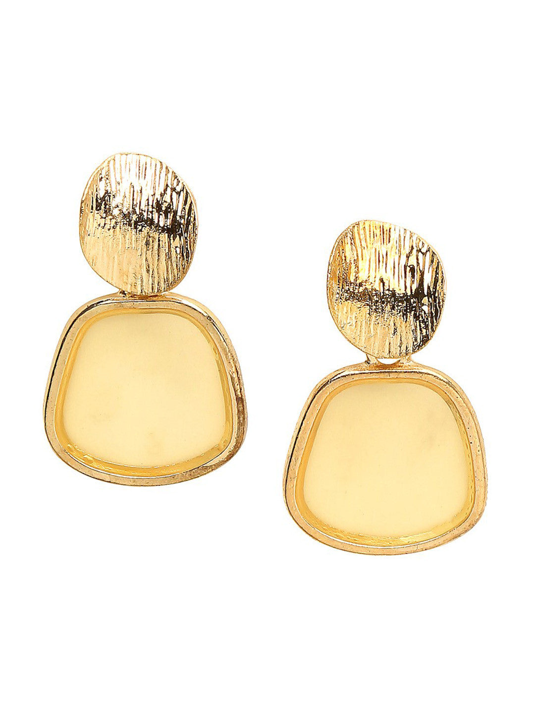 Contemporary Studs – Earrings – Gold-Plated & Artificial Stones – 3 cm